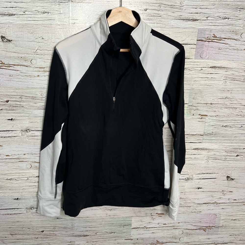 Lululemon pullover black white half zip sweater size 8